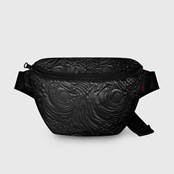 Поясная сумка Черная текстура из кожи, цвет: 3D-принт