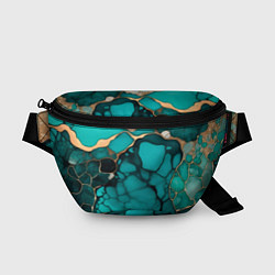 Поясная сумка Зеленый мрамор с золотыми прожилками, цвет: 3D-принт