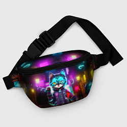 Поясная сумка Cool kitten - cyberpunk - neon glow, цвет: 3D-принт — фото 2