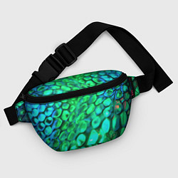 Поясная сумка Объемная зеленая текстура в виде чешуи, цвет: 3D-принт — фото 2