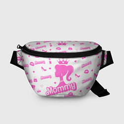 Поясная сумка Мамочка - силуэт барби: паттерн розовый на белом ф, цвет: 3D-принт