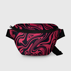 Поясная сумка Абстракция чёрно-розовый, цвет: 3D-принт