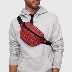Поясная сумка Красный вязаный узор свитера, цвет: 3D-принт — фото 2