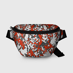Поясная сумка Абстракция серо-красная, цвет: 3D-принт