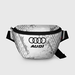 Поясная сумка Audi speed на светлом фоне со следами шин, цвет: 3D-принт