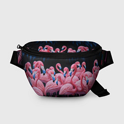 Поясная сумка Стая розовых фламинго в темноте, цвет: 3D-принт