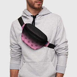 Поясная сумка Черно-розовый градиент и хэллоуинские тыквы паттер, цвет: 3D-принт — фото 2