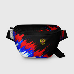 Поясная сумка Россия триколор герб краски, цвет: 3D-принт