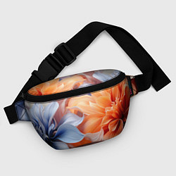Поясная сумка Голубой и оранжевый цветок, цвет: 3D-принт — фото 2