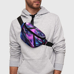 Поясная сумка Фиолетовые абстрактные треугольники, цвет: 3D-принт — фото 2