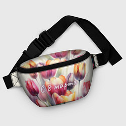 Поясная сумка С 8 марта - тюльпаны, цвет: 3D-принт — фото 2