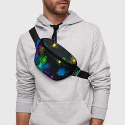 Поясная сумка Разноцветные прямоугольники на чёрном фоне, цвет: 3D-принт — фото 2