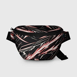 Поясная сумка Красные и белые полосы на чёрном фоне, цвет: 3D-принт