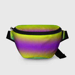 Поясная сумка Неоновые салатовые и фиолетовые полосы, цвет: 3D-принт