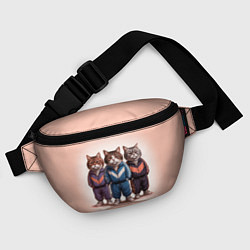 Поясная сумка Три полосатых кота в спортивных костюмах пацана, цвет: 3D-принт — фото 2