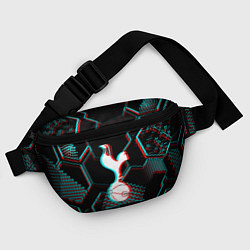 Поясная сумка Tottenham FC в стиле glitch на темном фоне, цвет: 3D-принт — фото 2