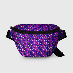 Поясная сумка Фиолетовый узор и чёрная обводка, цвет: 3D-принт