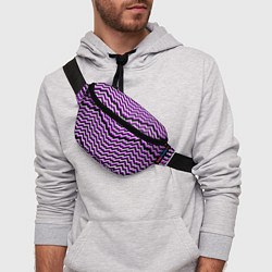 Поясная сумка Фиолетовые и белые ломаные линии, цвет: 3D-принт — фото 2