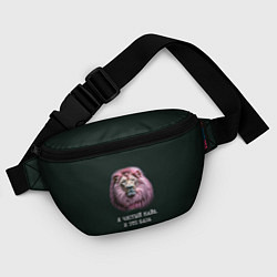 Поясная сумка Голова льва с розовой гривой: я чистый кайф это ба, цвет: 3D-принт — фото 2