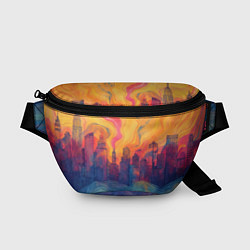 Поясная сумка Абстрактный город в волнах красок, цвет: 3D-принт