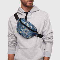 Поясная сумка Denim patchwork - ai art, цвет: 3D-принт — фото 2