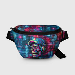 Поясная сумка Кибер чувак череп на фоне граффити - нейросеть, цвет: 3D-принт