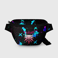 Поясная сумка Ведьмак неоновые краски лого, цвет: 3D-принт