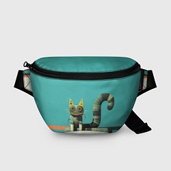 Поясная сумка Механический зеленый кот, цвет: 3D-принт