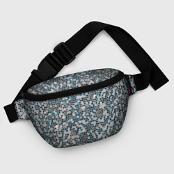 Поясная сумка Паттерн мозаика серый с голубым, цвет: 3D-принт — фото 2