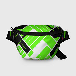 Поясная сумка Зелёные широкие линии на белом фоне, цвет: 3D-принт