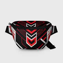 Поясная сумка Полосы и красно-белый шестиугольник, цвет: 3D-принт