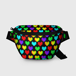 Поясная сумка Сердечки глитч паттерн, цвет: 3D-принт