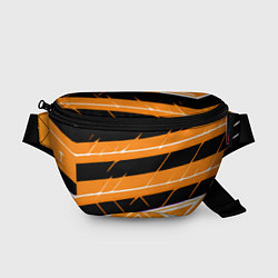 Поясная сумка Чёрно-белые полосы на оранжевом фоне, цвет: 3D-принт