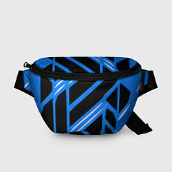 Поясная сумка Black and white stripes on a blue background, цвет: 3D-принт