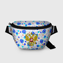 Поясная сумка Герб РФ гжель, цвет: 3D-принт