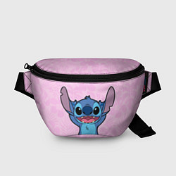 Поясная сумка Stitch on a pink background