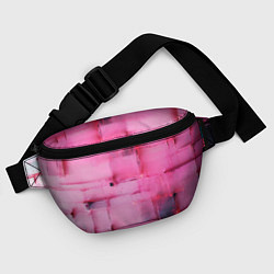 Поясная сумка Чёрные пятна на розовом фоне абстракция, цвет: 3D-принт — фото 2