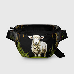 Поясная сумка Овечка на черном, цвет: 3D-принт