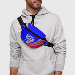 Поясная сумка Герб России на фоне цветов флага синий, цвет: 3D-принт — фото 2