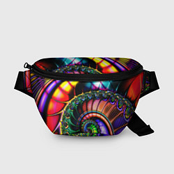 Поясная сумка Фрактальный узор неоновый
