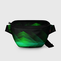 Поясная сумка Неоновая зеленая абстракция на черном фоне, цвет: 3D-принт