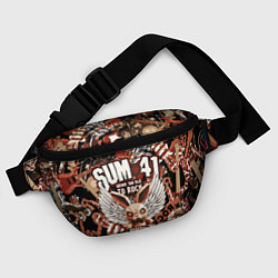 Поясная сумка Sum 41 на фоне кролика и гитар, цвет: 3D-принт — фото 2