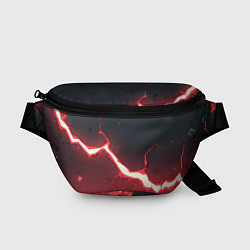 Поясная сумка Красная молния на черной текстуре