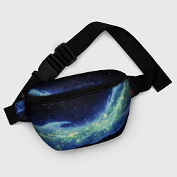Поясная сумка Синяя волна с зеленым оттенком на черном, цвет: 3D-принт — фото 2