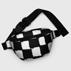 Поясная сумка Черные квадраты в виде шахматной доски, цвет: 3D-принт — фото 2
