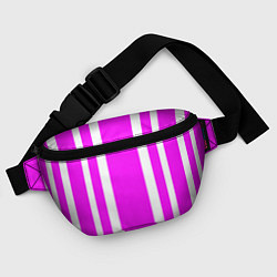 Поясная сумка Color white pink stripes, цвет: 3D-принт — фото 2