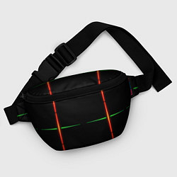 Поясная сумка Color black green orange stripes, цвет: 3D-принт — фото 2