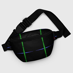 Поясная сумка Color black green purple stripes, цвет: 3D-принт — фото 2