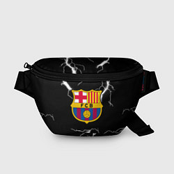 Поясная сумка Barcelona молнии черно белые, цвет: 3D-принт