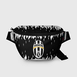 Поясная сумка Ювентус черно белый огонь, цвет: 3D-принт
